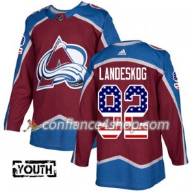 Adidas Maillot de Hockey Colorado Avalanche Gabriel Landeskog 92 2017-2018 Rouge USA Flag Fashion Authentic - Enfant
